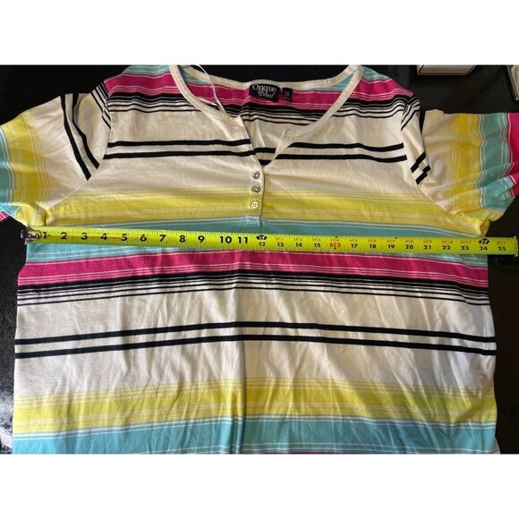 Onque Casuals Multicolor Striped V Neck Pullover Casual Top Sz 2X - Picture 6 of 9